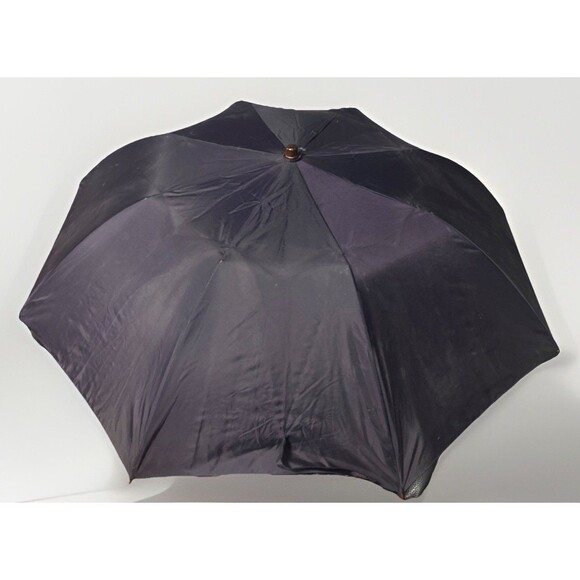 Vtg Yves Saint Laurent OPIUM Umbrella Bamboo Handle Blue Red Print Logo Italy - Picture 6 of 9